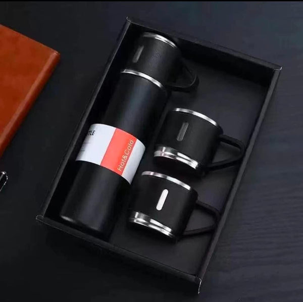 GadgetKnower Stainless Steel THERMO-FLASK (FREE 2 Flask Cup Set Included!)